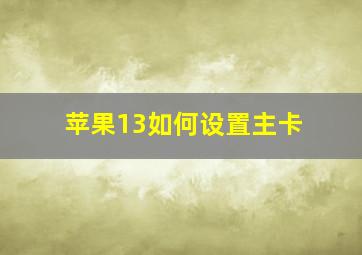 苹果13如何设置主卡