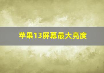 苹果13屏幕最大亮度