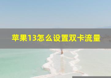 苹果13怎么设置双卡流量