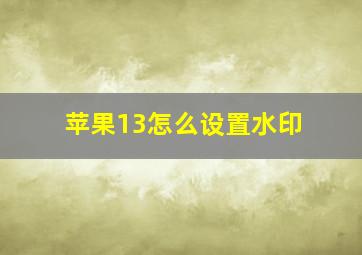 苹果13怎么设置水印