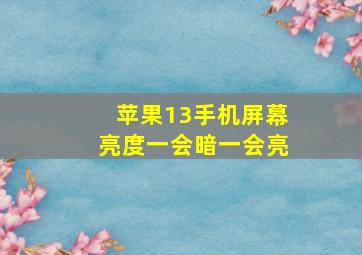 苹果13手机屏幕亮度一会暗一会亮