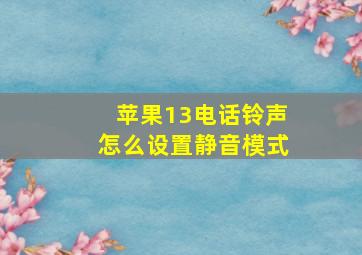 苹果13电话铃声怎么设置静音模式