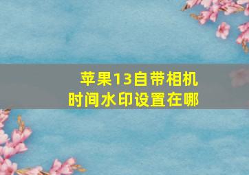 苹果13自带相机时间水印设置在哪