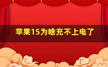 苹果15为啥充不上电了