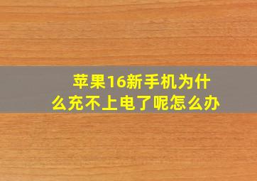 苹果16新手机为什么充不上电了呢怎么办