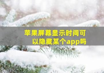 苹果屏幕显示时间可以隐藏某个app吗