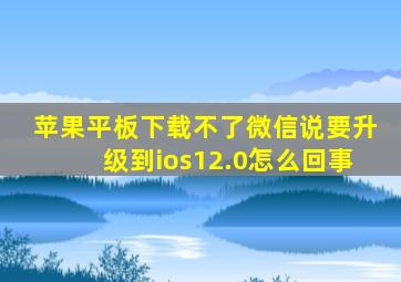 苹果平板下载不了微信说要升级到ios12.0怎么回事