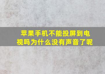 苹果手机不能投屏到电视吗为什么没有声音了呢