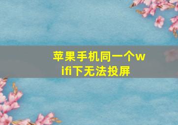 苹果手机同一个wifi下无法投屏