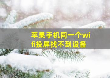 苹果手机同一个wifi投屏找不到设备