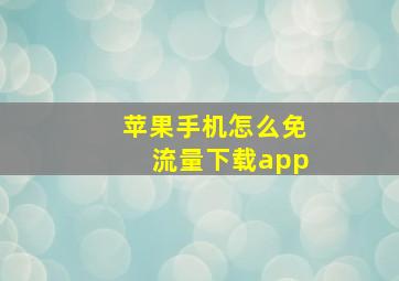 苹果手机怎么免流量下载app