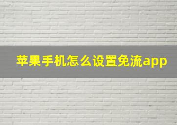 苹果手机怎么设置免流app