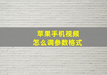 苹果手机视频怎么调参数格式