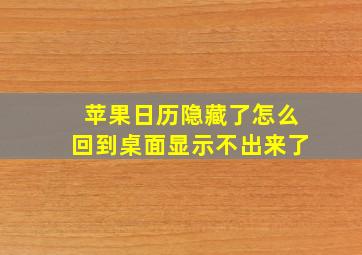 苹果日历隐藏了怎么回到桌面显示不出来了