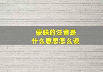 蒙昧的注音是什么意思怎么读