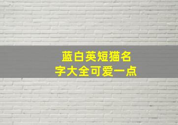 蓝白英短猫名字大全可爱一点