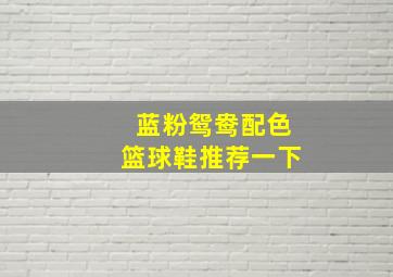 蓝粉鸳鸯配色篮球鞋推荐一下