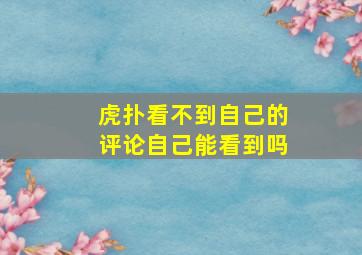 虎扑看不到自己的评论自己能看到吗