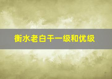 衡水老白干一级和优级