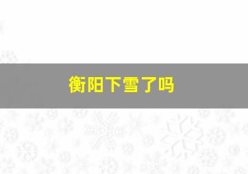 衡阳下雪了吗