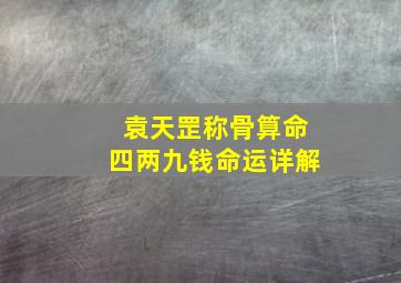 袁天罡称骨算命四两九钱命运详解