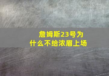 詹姆斯23号为什么不给浓眉上场