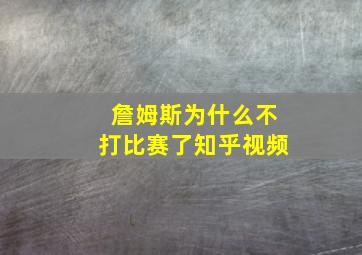 詹姆斯为什么不打比赛了知乎视频