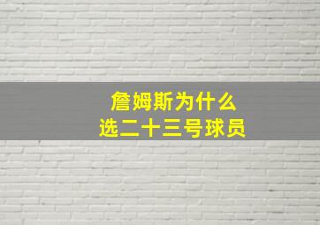 詹姆斯为什么选二十三号球员