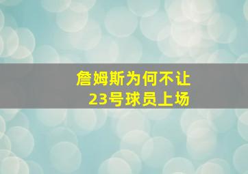 詹姆斯为何不让23号球员上场