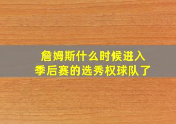 詹姆斯什么时候进入季后赛的选秀权球队了