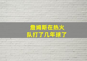 詹姆斯在热火队打了几年球了