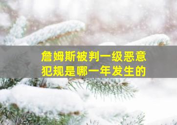 詹姆斯被判一级恶意犯规是哪一年发生的