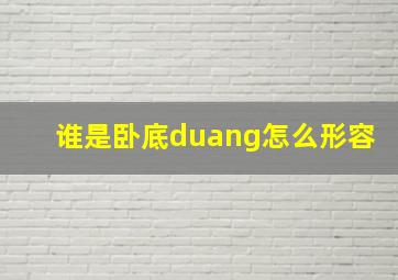 谁是卧底duang怎么形容