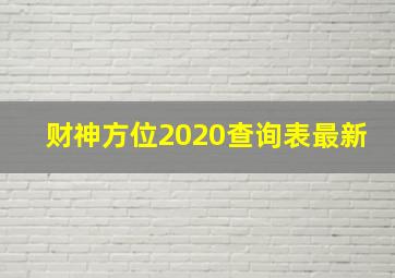 财神方位2020查询表最新