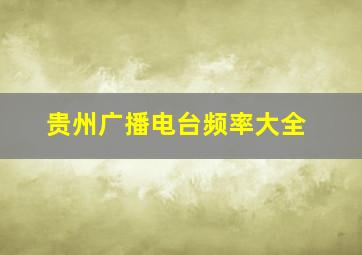 贵州广播电台频率大全