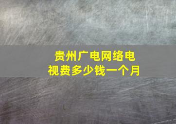 贵州广电网络电视费多少钱一个月