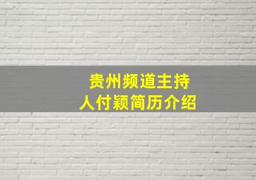 贵州频道主持人付颖简历介绍