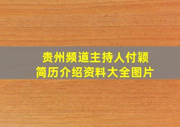 贵州频道主持人付颖简历介绍资料大全图片