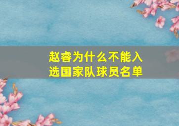 赵睿为什么不能入选国家队球员名单