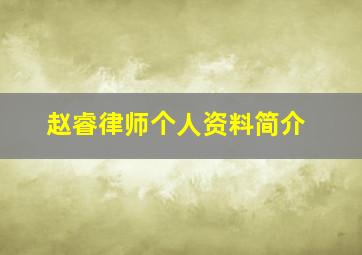 赵睿律师个人资料简介