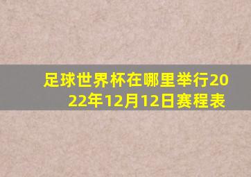 足球世界杯在哪里举行2022年12月12日赛程表