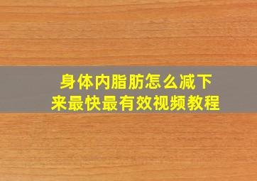 身体内脂肪怎么减下来最快最有效视频教程