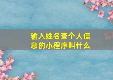 输入姓名查个人信息的小程序叫什么