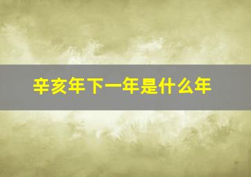 辛亥年下一年是什么年