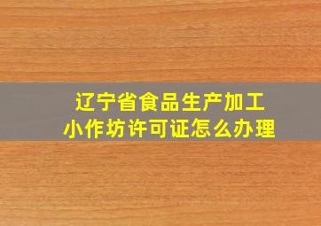 辽宁省食品生产加工小作坊许可证怎么办理