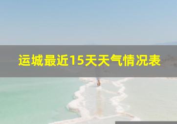 运城最近15天天气情况表