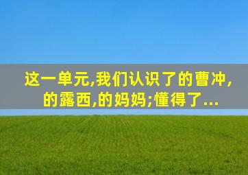 这一单元,我们认识了的曹冲,的露西,的妈妈;懂得了...