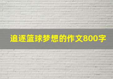 追逐篮球梦想的作文800字