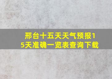 邢台十五天天气预报15天准确一览表查询下载