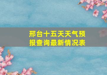 邢台十五天天气预报查询最新情况表